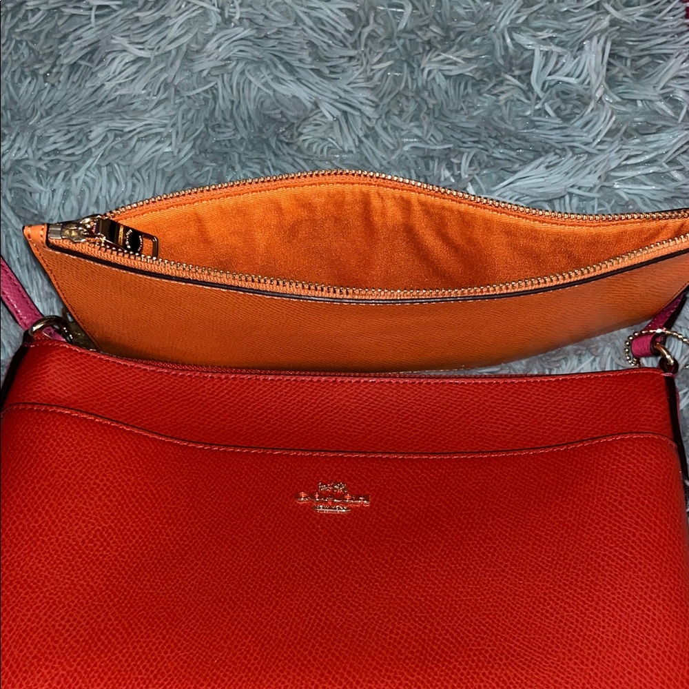 COACH STUNNING ORANGE/ PINK NWT CROSSBODY BAG - Picture 6 of 13
